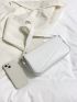 Irregular Flap Baguette Bag PU Stitch Detail White