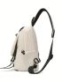 Mini Sling Bag Letter Patch Beige Adjustable Strap For Sport