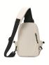 Mini Sling Bag Letter Patch Beige Adjustable Strap For Sport