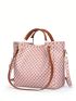 4pcs Bag Set Geometric Pattern Commuting PU Handbag, Crossbody Bag, Handbag, Card Bag