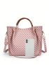 4pcs Bag Set Geometric Pattern Commuting PU Handbag, Crossbody Bag, Handbag, Card Bag