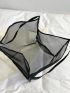 Black Shoulder Tote Bag Mesh Large Capacity For Daily