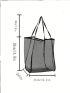 Black Shoulder Tote Bag Mesh Large Capacity For Daily