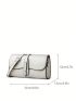 Genuine Leather Square Bag Crocodile Embossed Flap