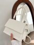 Mini Square Bag Crocodile Embossed Flap PU White