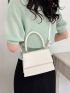 Mini Square Bag Crocodile Embossed Flap PU White