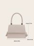 Mini Square Bag Crocodile Embossed Flap PU White