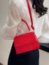 Mini Square Bag Crocodile Embossed Flap PU Red