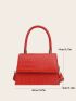 Mini Square Bag Crocodile Embossed Flap PU Red