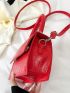 Mini Square Bag Crocodile Embossed Flap PU Red