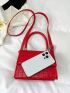 Mini Square Bag Crocodile Embossed Flap PU Red