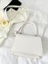 Mini Square Bag Crocodile Embossed Flap PU White