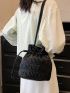 Mini Minimalist Ruched Bag Drawstring Design Black