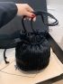 Mini Minimalist Ruched Bag Drawstring Design Black