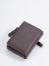 Letter & Litchi Embossed Small Wallet Vintage Snap Button PU