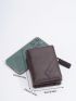 Letter & Litchi Embossed Small Wallet Vintage Snap Button PU