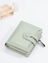 Letter Graphic Small Wallet Snap Button Green