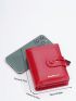 Letter Graphic Small Wallet Snap Button Red