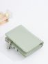 Letter Graphic Small Wallet Snap Button Green