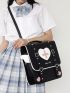 Women's Cute Design Backpack, Flap Handbag Buckle & Studded Decor, Trendy Bag For School