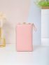 Quilted Phone Wallet Baby Pink With Zipper For Daily