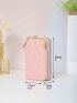 Quilted Phone Wallet Baby Pink With Zipper For Daily