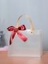 1pc Ribbon Decor Clear Gift Bag, Large Portable Flower Wrapping Bag For Party