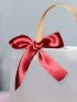 1pc Ribbon Decor Clear Gift Bag, Large Portable Flower Wrapping Bag For Party