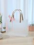 1pc Ribbon Decor Clear Gift Bag, Large Portable Flower Wrapping Bag For Party