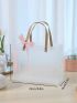 1pc Ribbon Decor Clear Gift Bag, Large Portable Flower Wrapping Bag For Party