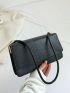 Small Square Bag Black Crocodile Embossed PU