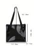 Black Shoulder Tote Bag No-closure High-capacity PVC, Clear Bag