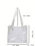 Black Shoulder Tote Bag No-closure High-capacity PVC, Clear Bag