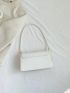 Small Square Bag White Crocodile Embossed PU