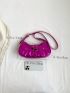 Funky Hobo Bag Metallic Purple Adjustable-strap Studded Decor PU