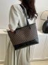 Elegant Shoulder Tote Bag Geometric Pattern High-capacity PU