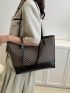 Elegant Shoulder Tote Bag Geometric Pattern High-capacity PU