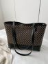 Elegant Shoulder Tote Bag Geometric Pattern High-capacity PU