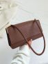 Small Square Bag Coffee Brown Crocodile Embossed PU