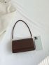 Small Square Bag Coffee Brown Crocodile Embossed PU