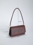 Small Square Bag Coffee Brown Crocodile Embossed PU