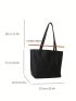 Black Shoulder Tote Bag Chevron Embossed PU