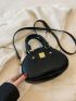 Small Dome Bag With Bag Charm Litchi Embossed Zipper PU