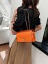 Small Square Bag Funky Metallic Orange Chain Twist Lock Flap PU