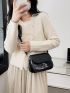 Mini Saddle Bag Black Crocodile Embossed PU