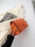 Small Square Bag Funky Metallic Orange Chain Twist Lock Flap PU