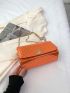 Small Square Bag Funky Metallic Orange Chain Twist Lock Flap PU