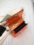 Small Square Bag Funky Metallic Orange Chain Twist Lock Flap PU