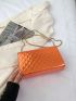 Small Square Bag Funky Metallic Orange Chain Twist Lock Flap PU