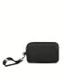 Mini Phone Wallet Black Metal Decor With Zipper For Daily